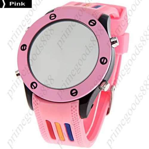 LED Light Digital Watch Unisex Wrist watch Stylish Watch Rubber Strap in Pink