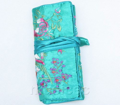handmade embroider silk sky-blue colors Jewelry bags pouches roll T782A11