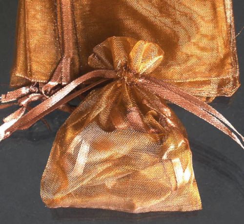 400x solid brown organza bag pouch for xmas new year gift 7x9cm(2.7x3.5inch) for sale