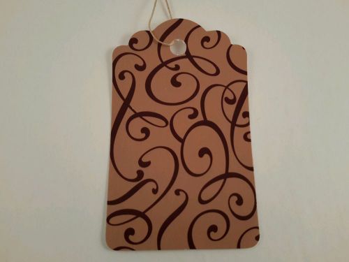 100 1 x 1 5/8&#034; Cocoa script print price tags with string