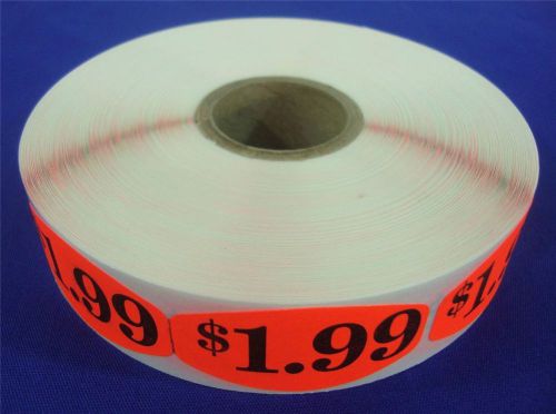 1,000 Self-Adhesive $1.99 Labels 1.5&#034; x .75&#034; Stickers Retail Store Supplies