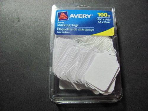 100 Count (ONE PACK) AVERY Strung Marking Tags White 1.75&#034; x 1.09&#034;