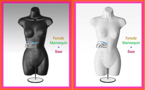 2 Mannequin Nude Female Woman Body Dress Form Displays Hanging Metal Stand