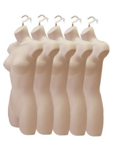Lot of 5 Flesh Mannequin Forms / Plastic Dress maniquin