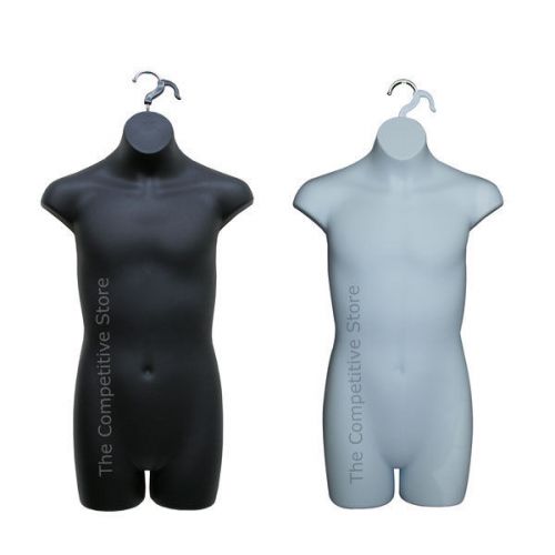 2 teen boy dress mannequin hanging forms black &amp; white - for boy sizes 10 -12 for sale