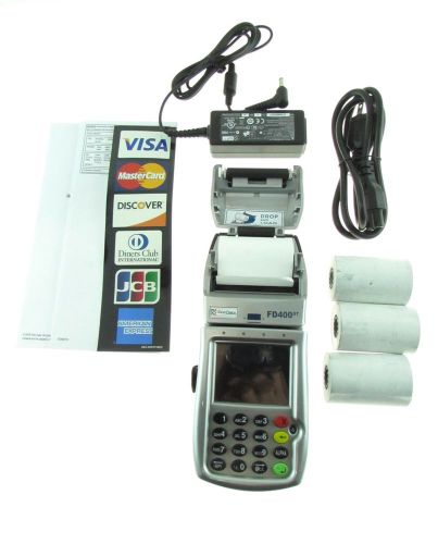 FIRST DATA Silver Tone FD400GT Hand-Held Point-of-Sale Device w/ Receipt Paper