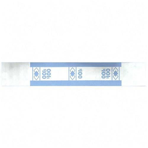 PM Company Self Adhesive White/Blue Currency Bands $100 Value 1000 Bands per