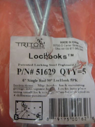 Triton Products LocHooks 6&#034; Pegboard Single Rod 90 Degree Hook 5pk #51629
