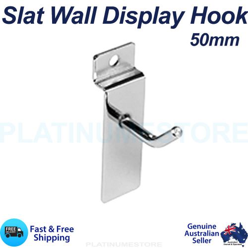 100 x Slat Wall Hooks 50mm Heavy Duty Slatwall Display Board Metal Hook 5cm