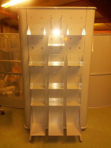 Brand new! double sided steel retail display unit w/ 30 shelves made in italy for sale