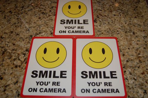 3 Qty - Smile You&#039;re On Camera Business Sign Store Signs Retail Video Theft Stop
