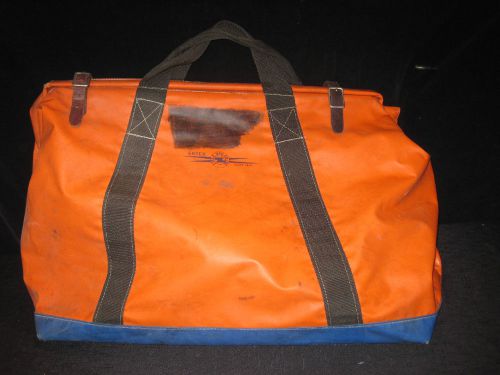 Estex huge 28&#034; x 18&#034; x 11&#034; orange bag water resistant leather straps lineman for sale