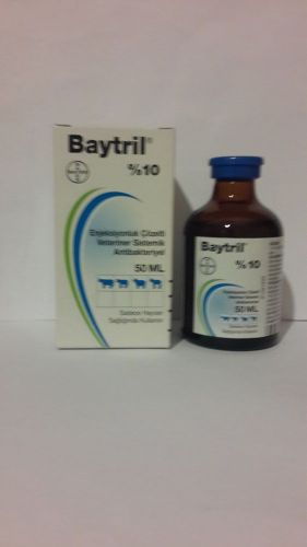 Baytril 10% 50ml Enrofloxacin For animal use only by Bayer