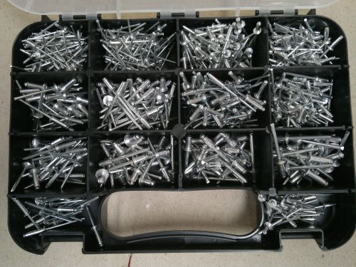 Aluminium pop style rivet pack  605 pc 3/32 to 3/16&#034; diam--short med long- metal for sale