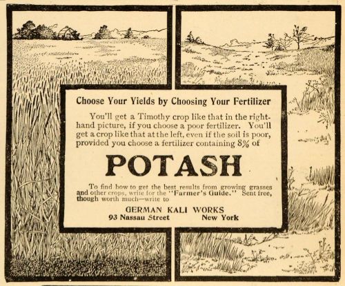 1907 ad farmer guide potash german kali works nassau st - original cg1 for sale