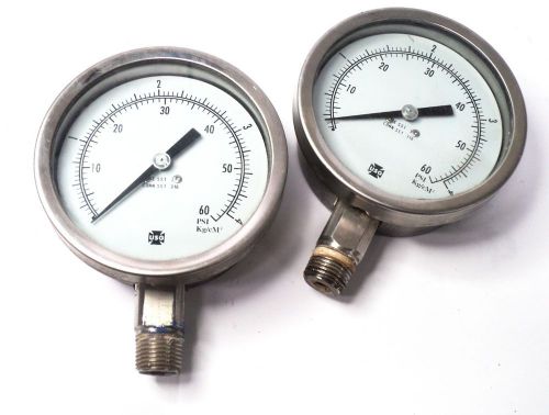 Lot of 2!! usd pressure gauge 4-3/8&#034;  0-60psi  1/2&#034;npt sst316 -surplus for sale