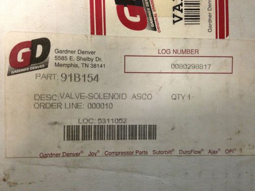 Gardner denver solenoid valve 91b154 new for sale