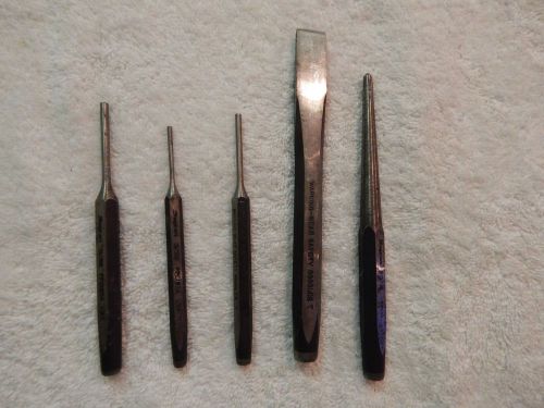 SNAP ON SET OF FIVE,  MISMATCHED PUNCHS AND CHISEL