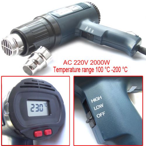 Ac 220v 2000w 100 °c -400 °c control lcd display hot air gun heat soldering + plug for sale