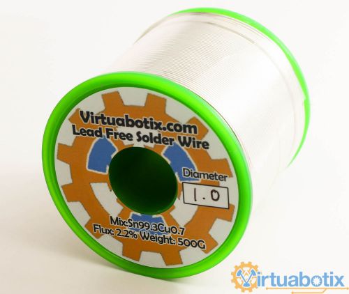 Virtuabotix 500g RHOS 1mm Lead Free Solder (2.2% Flux)