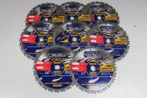 Irwin 7 1/4&#034; 24 Tooth Welded Carbide Framing/Ripping Saw Blade. Lot of 8!