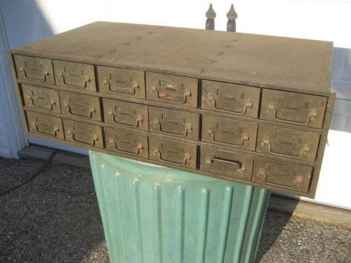 Vintage parts / hardware storage - 18 drawers -  old industrial green for sale