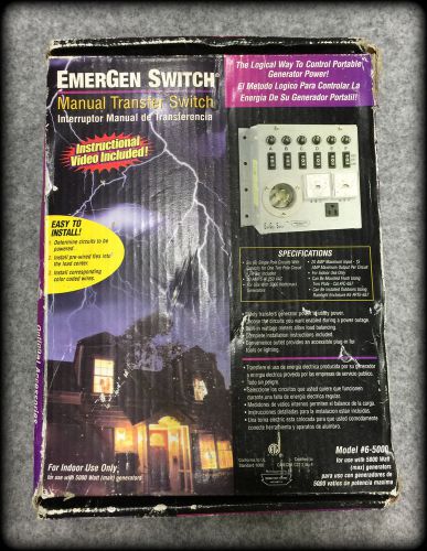 EmerGen Switch #6-5000 15 Amp 6 Circuit Manual Generator Transfer Switch