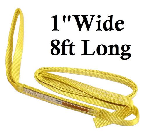New 1&#034; wide 8ft long 2 ply nylon sling flat eye &amp; eye 2 ply strap new for sale