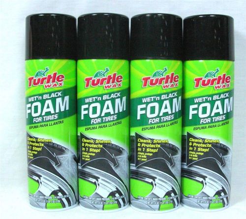 LOT OF 4 TURTLE WAX WET N BLACK FOAM FOR TIRES CLEAN SHINE PROTECT CAR TRUCK A17