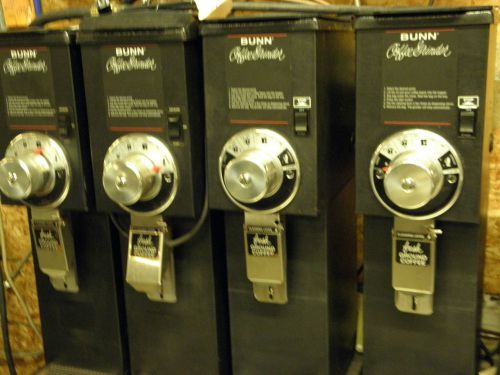 Lot of six bunn g2 hd black bulk 2lb automatic coffee bean grinders p/n 22102000 for sale