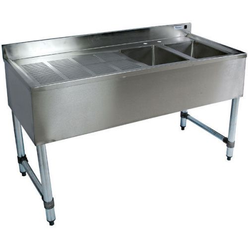 Stainless Steel Bar Sink 48&#034; Two Compartment Left Drain