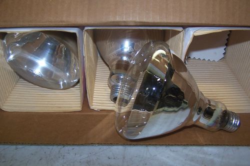 3) GE 250BR40/1 TEFLON COATED SHATTER RESISTANT LAMP REFLECTOR INFRARED LOT OF 3