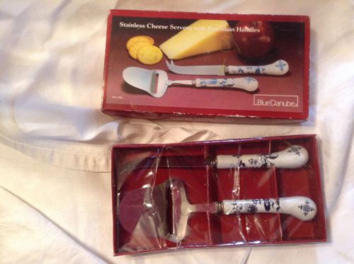 Blue Danube Stainless Cheese Servers with Porcelain Handles LIPPER International