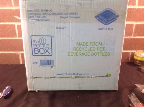 The bottle box 8 x 8 lime green hinged container take out to go new * make offer for sale