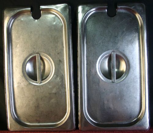 2 matching stainless 1/3 steam pan covers for sale