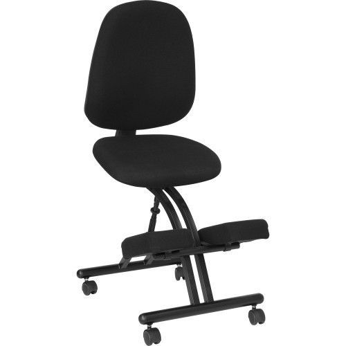 Flash Furniture WL-1428-GG Mobile Ergonomic Kneeling Posture Chair in Black Fabr