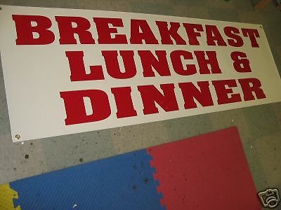 Breakfast Lunch &amp; Dinner Banner BBQ Ribs Chicken PIZZA