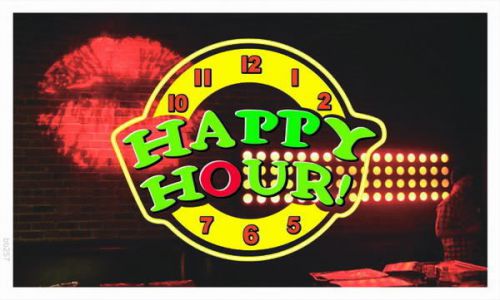 bb257 Happy Hour Bar Beer Banner Shop Sign