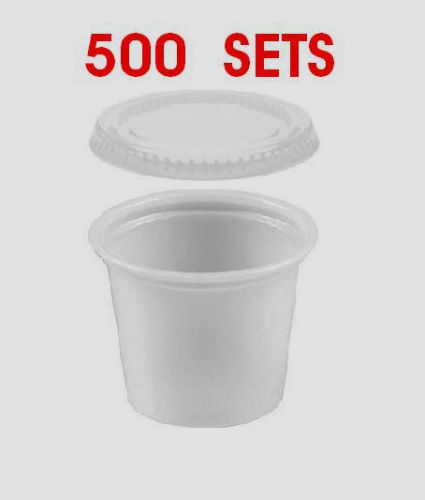 2 Oz. Jello/Souffle Cups/Plastic Portion Cups/Plastic Cups/ 500 SETS with Lids