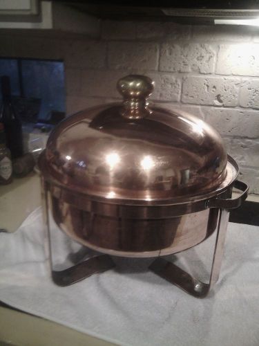 Vintage Spring Copper Chafing Dish - 7 Quart Round Commercial