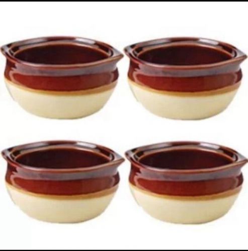 NEW Crestware Set of 4 Onion Soup Crock Bowls - 10 oz - Restaraunt Quality  C47