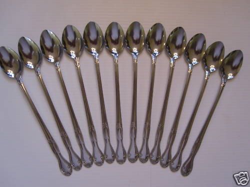 12  MELINDA/ELEGANCE  ICED TEA SPOONS NEW 18/0 STAINLESS FREE SHIPPING USA ONLY