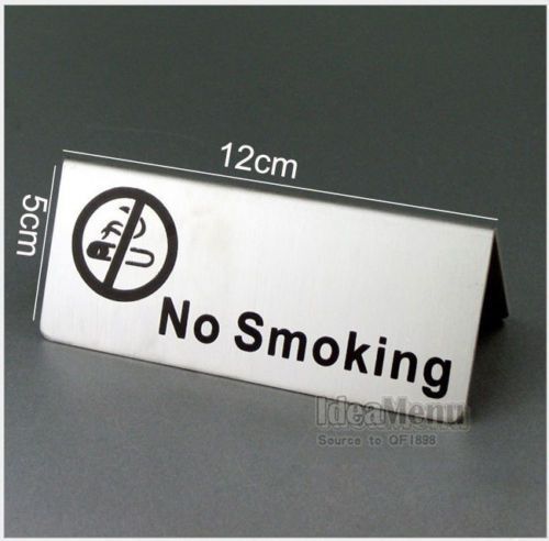 4.7-inch Stainless Steel&#034;No Smoking&#034; Tent Sign Table No smoking Sign (Large) 543