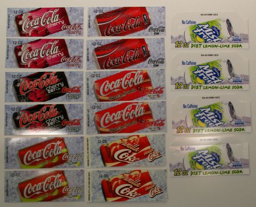 Soda Can Vending Machine Flavor Strips 16 pcs assorted Coke and Sierra Mist
