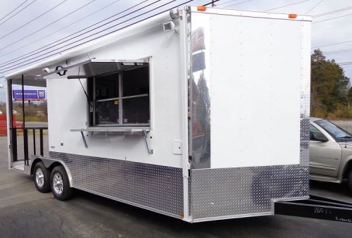Concession trailer 8.5&#039;x20&#039; white - food event catering bbq smoker for sale