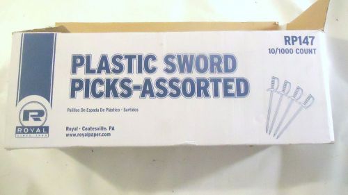 Royal RP147 Plastic Sword  Picks 10boxes 10000 count assorted colors