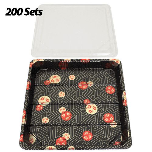 Sushi Container w/Lid 10.4&#034; x 10.4&#034; (200 Sets) Plastic Sushi Box/Takeout/To Go