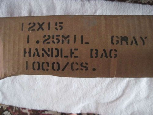 1000 GRAY 12&#034; x 15&#034; Die Cut Hand Hole Handle Poly Plastic Bags 1.25 Mil New Box