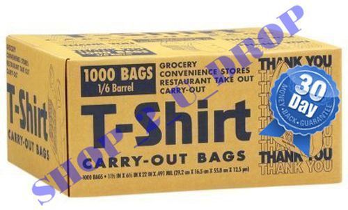 NEW Carry Out 1,000 CT T-Shirt Retail Plastic Bags Grocery Shopping Recyclable