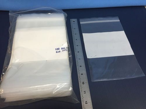 6&#034; x 9&#034; 4 mil plastic zip lock bag w/ writing surface - lot of 100 for sale